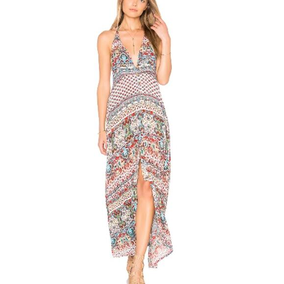 Raga Revolve Riviera Vibe Maxi Halter Dress Patchwork Paisley Boho Cottage Large - Picture 2 of 15